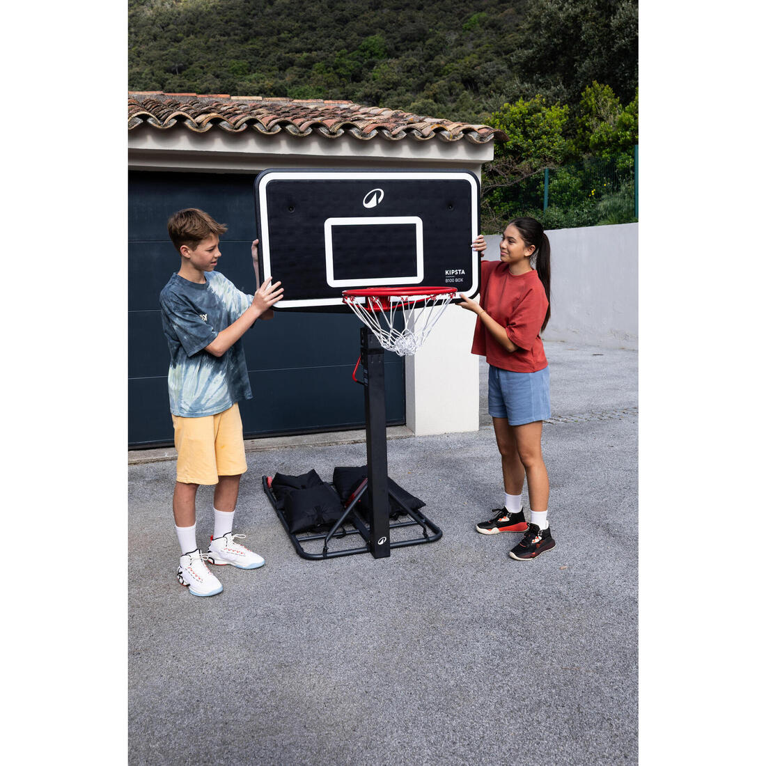 Panier basket pliable sur pied réglable 2,40 à 3,05 m, B100 Box
