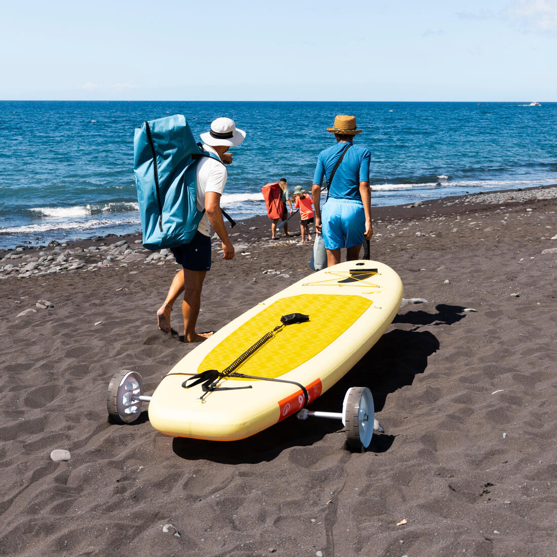 Pack Stand up paddle gonflable 9'6, 1 personne (jusqu'à 80kg)  - 100 Jaune