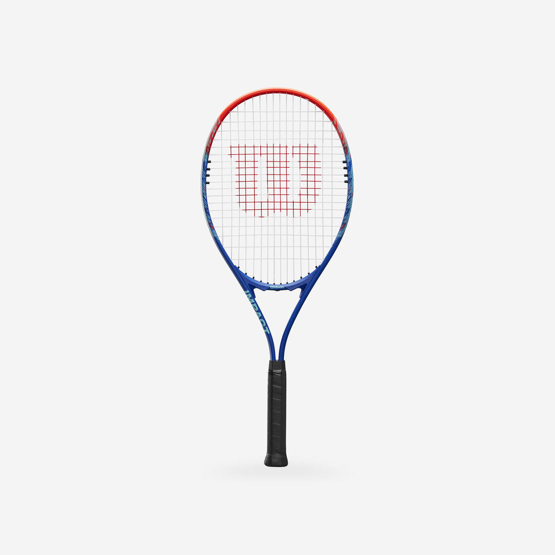 Raquette de tennis adulte débutant, aluminium, Wilson Impact bleu rouge.