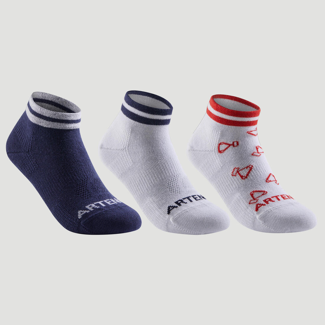 CHAUSSETTES DE SPORT ENFANT MI-HAUTES RS 160 MARINE LOT DE 3