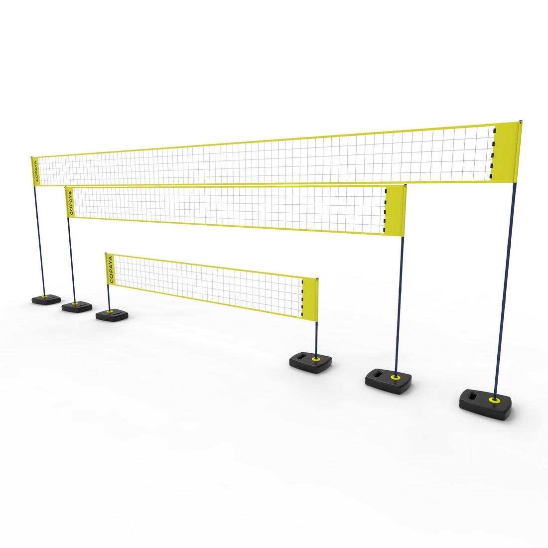 Set (filet et poteaux) de beach volley bv500 ajustable jaune