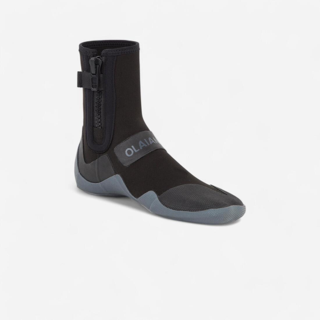 Chaussons surf Bottillons 500 Néoprène Zip 3 mm noir gris