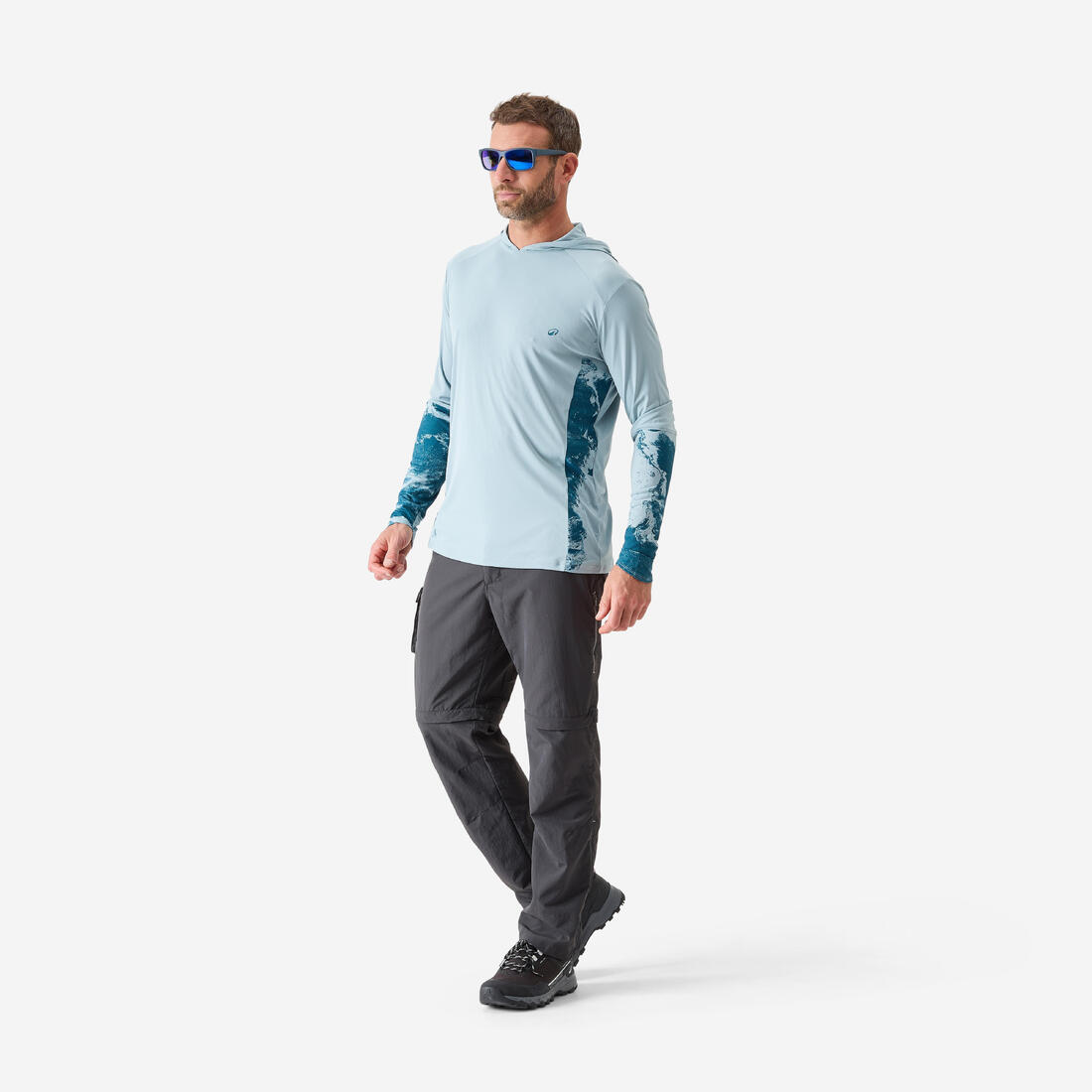 Tee-shirt de pêche anti-uv 500 capuche