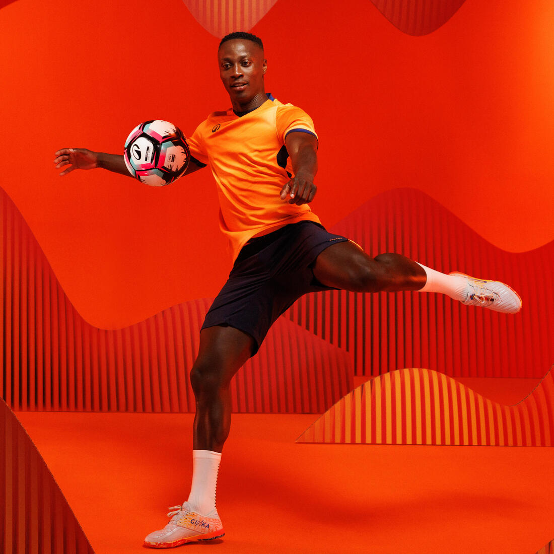 Maillot de Football CLR Adulte manches courtes Orange et Marine