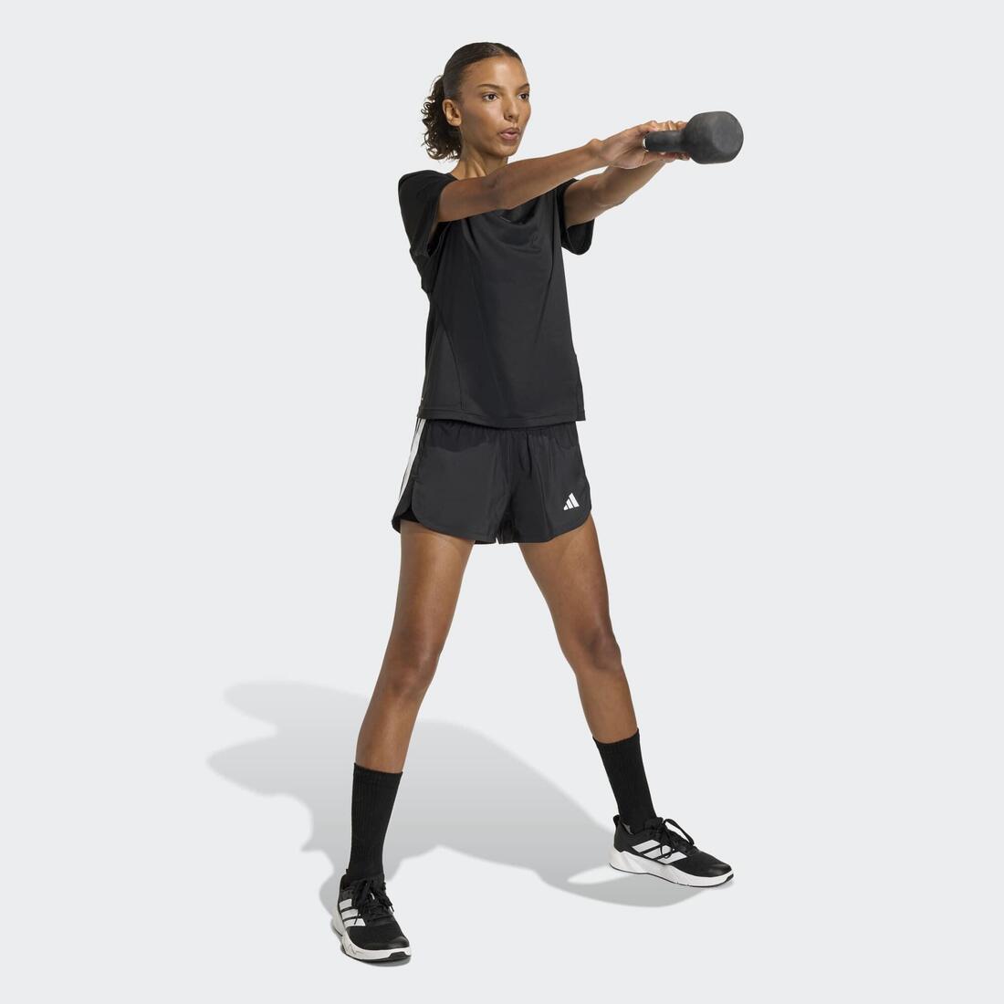 Short de fitness 2 en 1 femme, noir