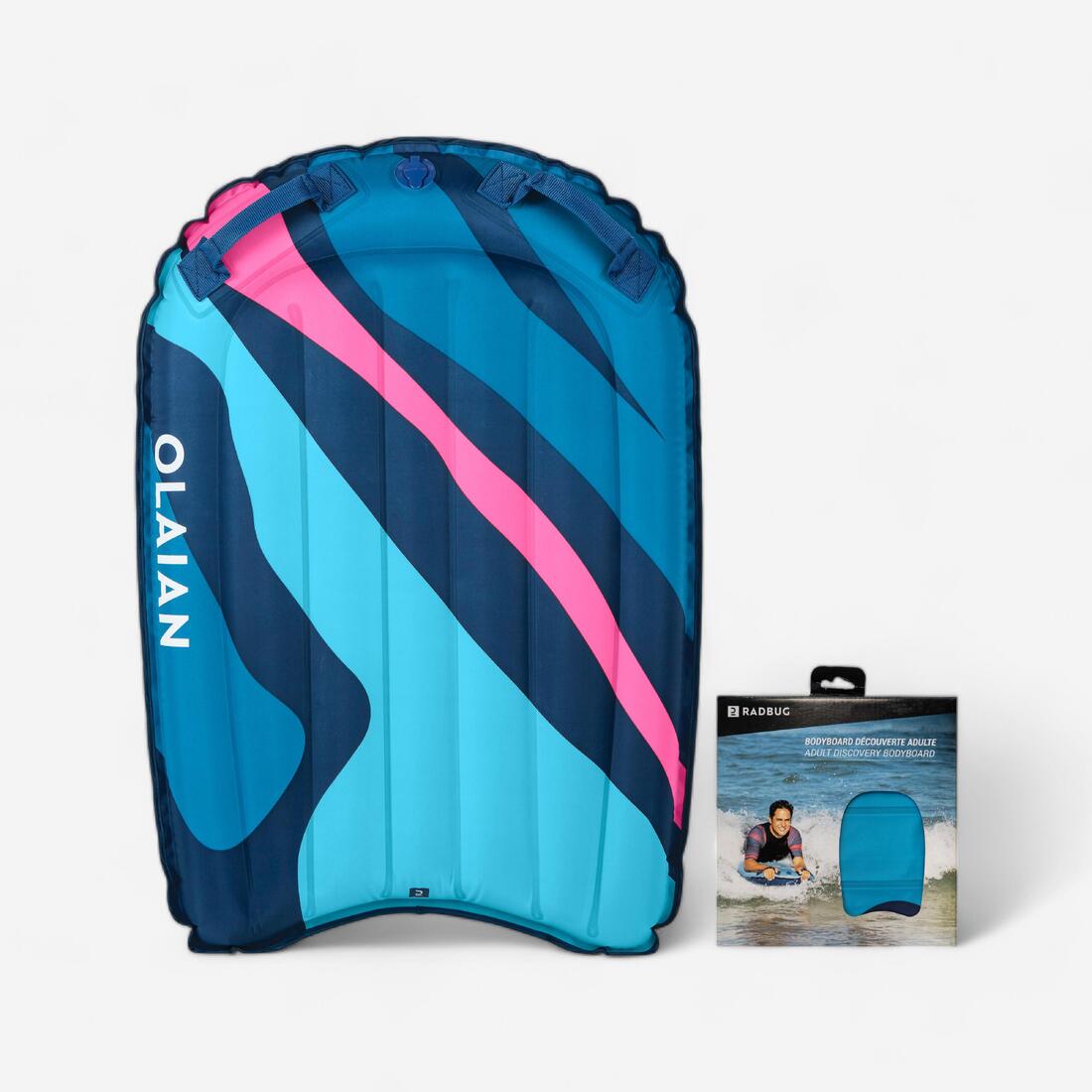 BODYBOARD DECOUVERTE GONFLABLE  - COMPACT BLEU (25-75KG)