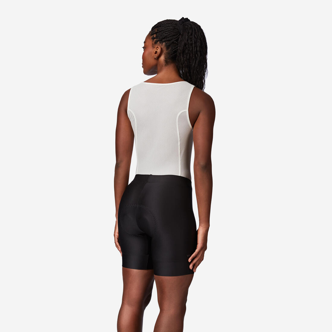 Cuissard court de vélo de route sans bretelles femme, Essentiel noir