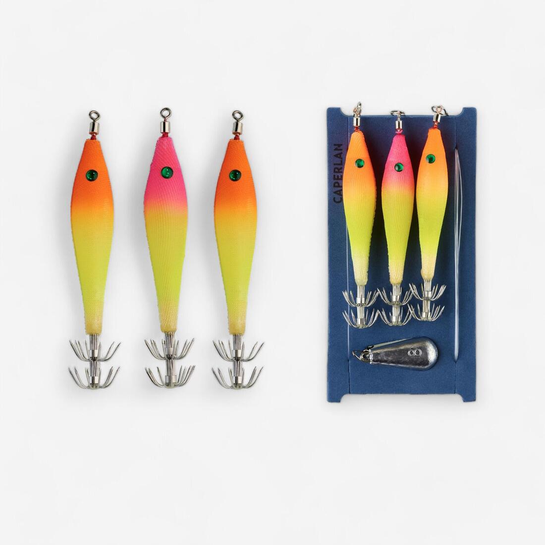 Kit prêt à pêcher SW ETU KIT SQ 3 turluttes pêche des seiches et calamars