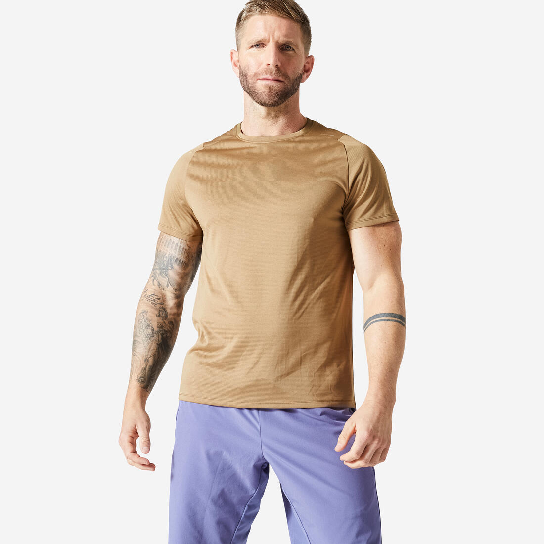 T-shirt de fitness respirant regular col rond homme - mauve