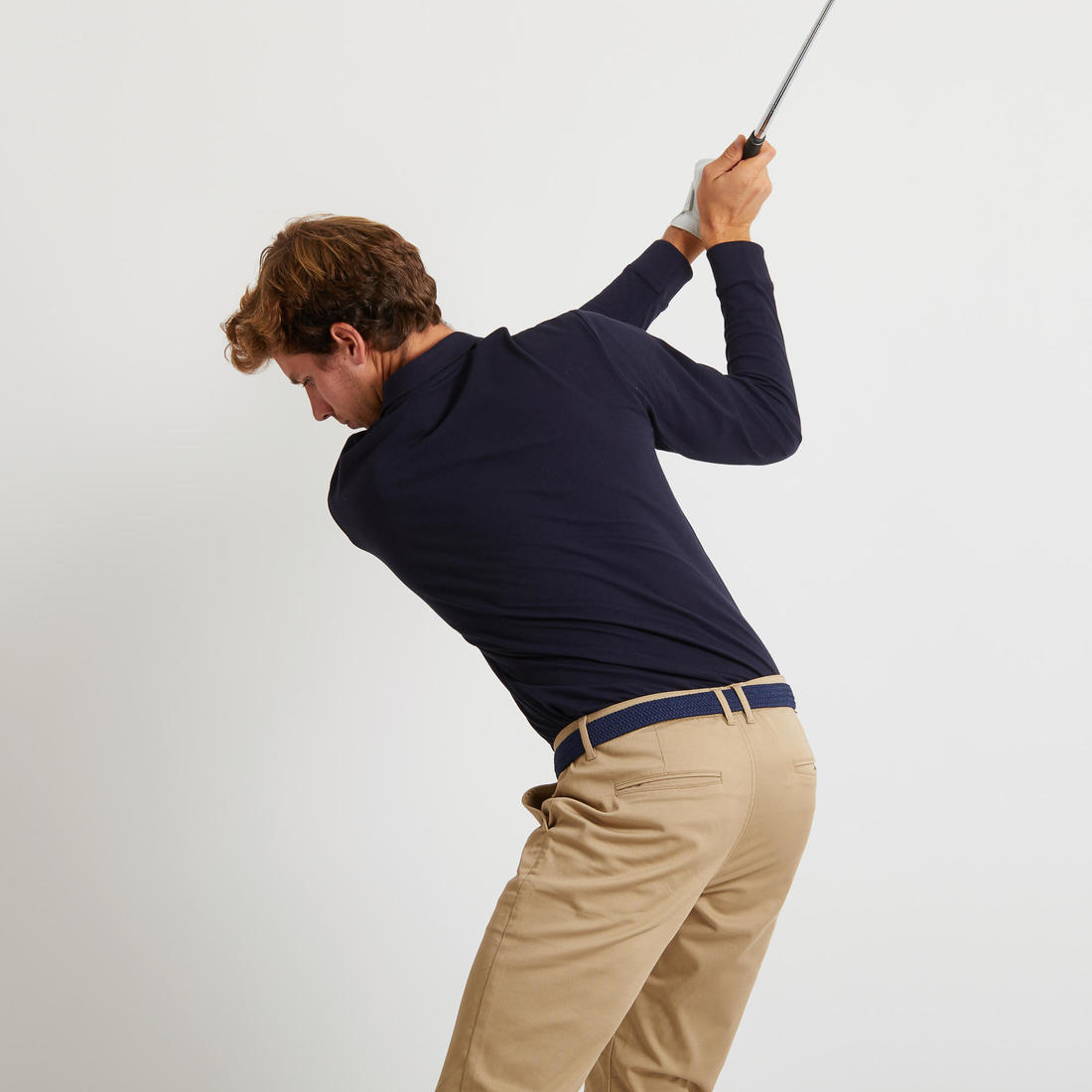 Polo golf manches longues Homme -  MW500 bleu marine