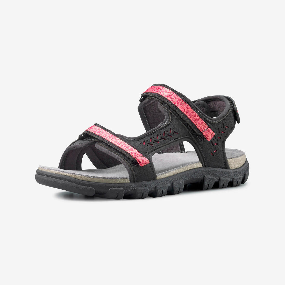 Sandales de randonnée - NH500 cuir - Femme – gris carbone