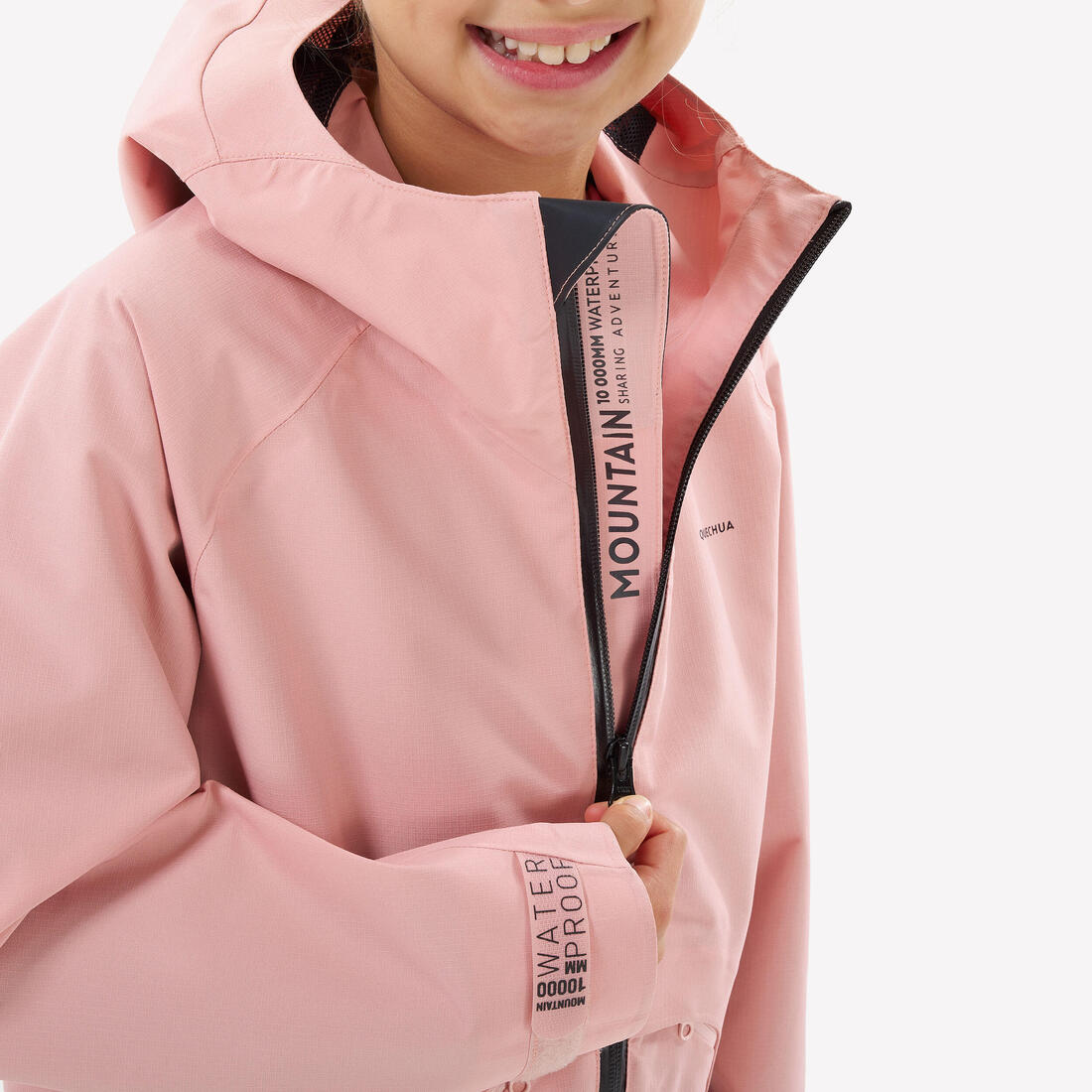 Veste de randonnée montagne imperméable légère enfant 7-15 ans, MH900 rose
