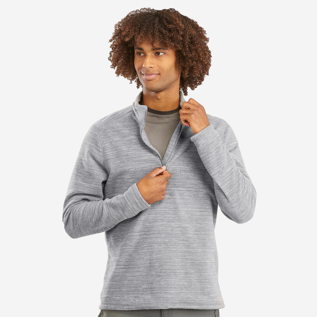Polaire de randonnée montagne homme, MH100 demi zip – gris