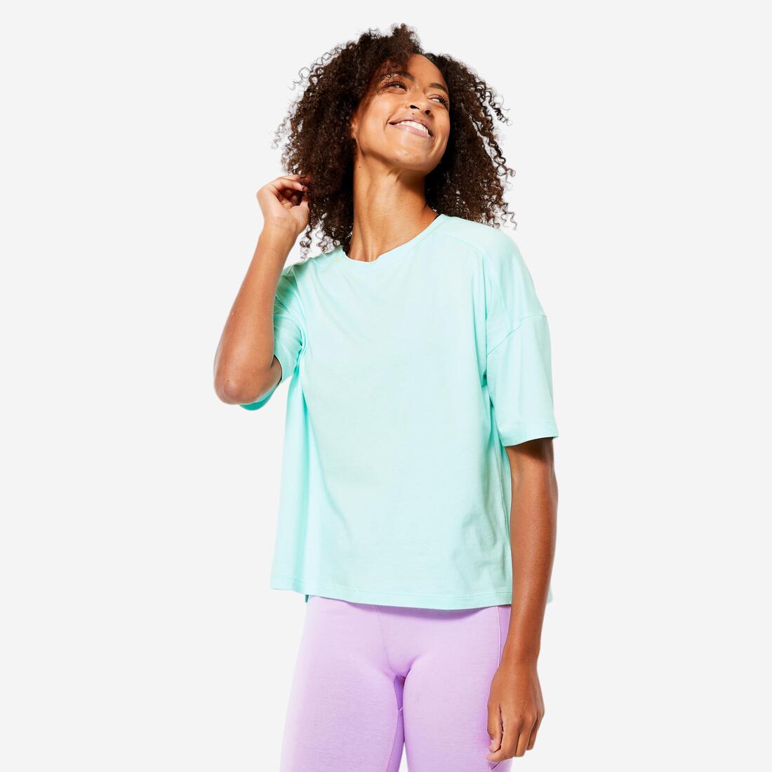 T-shirt Loose fitness femme - 520 lin – vert menthe pastel