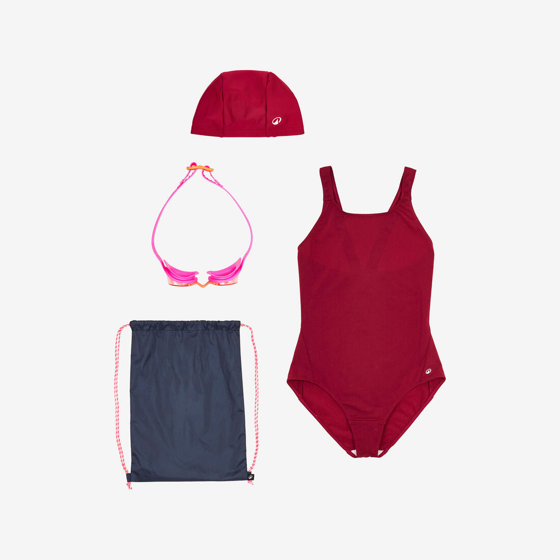 Kit de natation Fille : maillot de bain, lunettes, bonnet, sac - 100 Violet