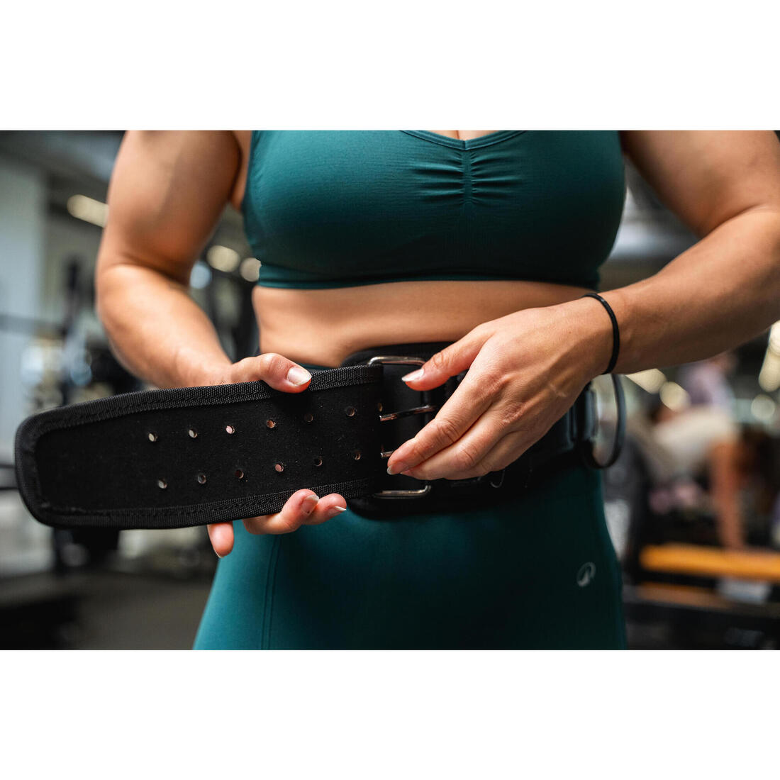 Ceinture lombaire de musculation en cuir résistante, noire