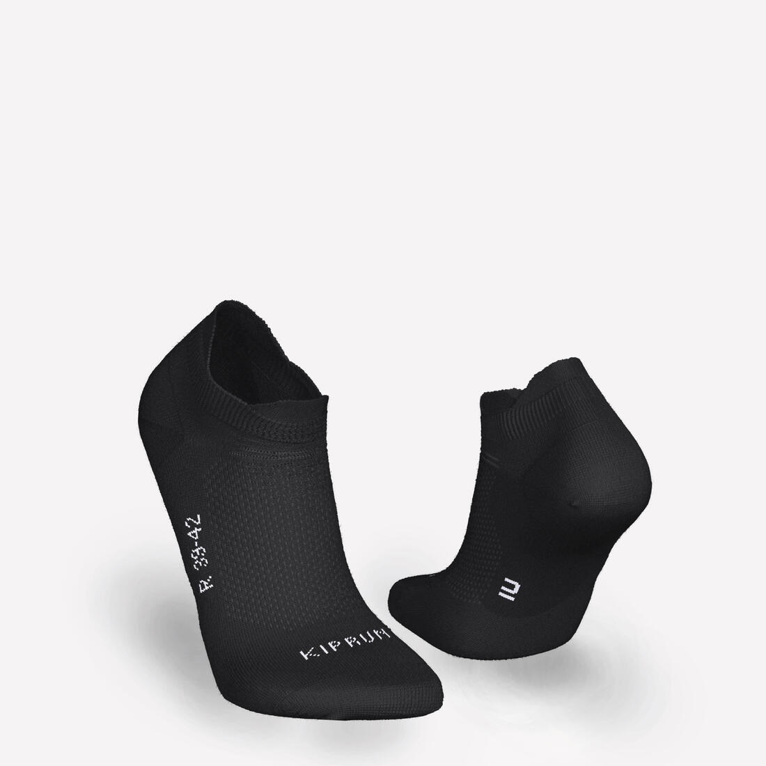 Lot de 2 paires de chaussettes de running RUN500 fines invisibles noires