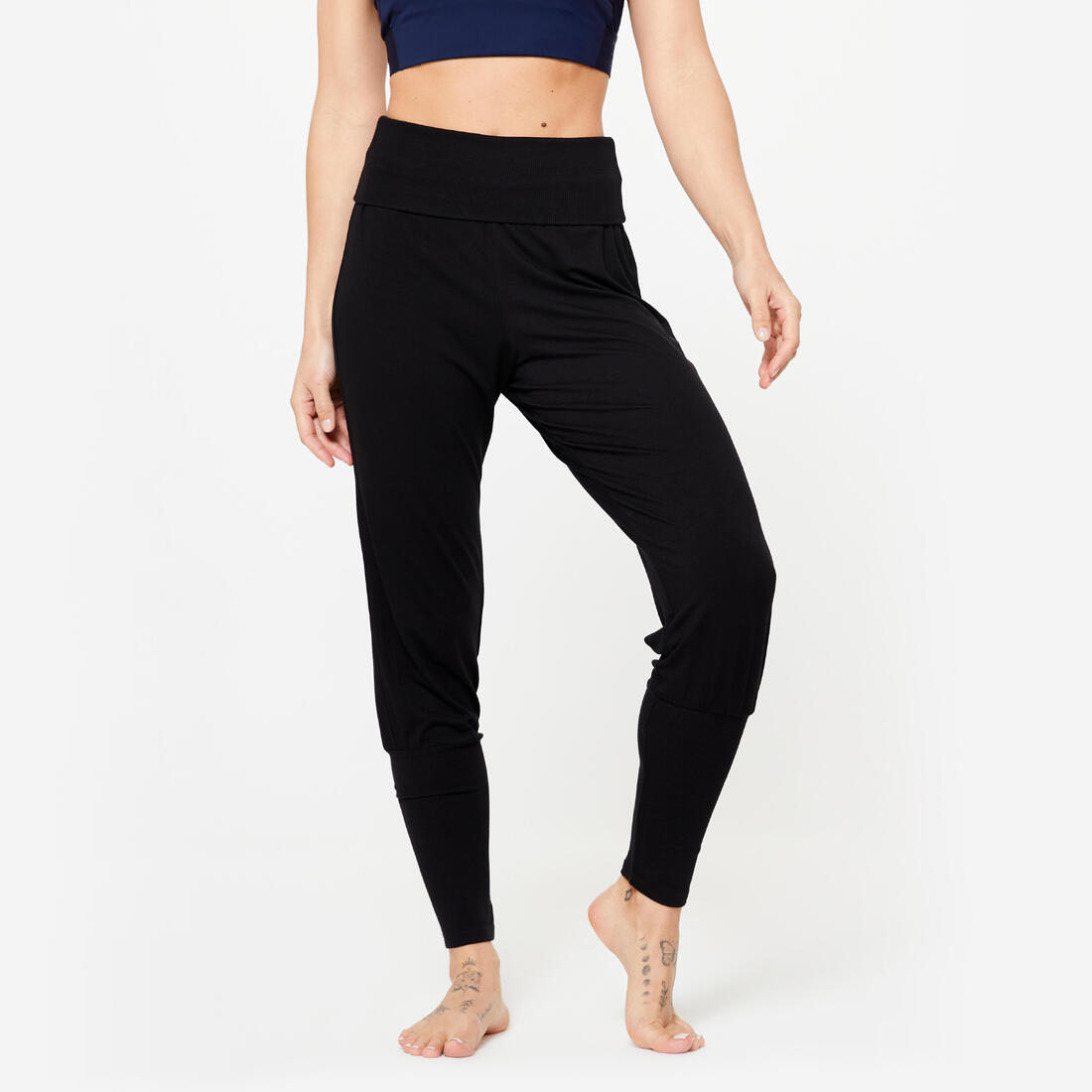 Pantalon danse moderne resserré dans le bas de jambe femme - noir