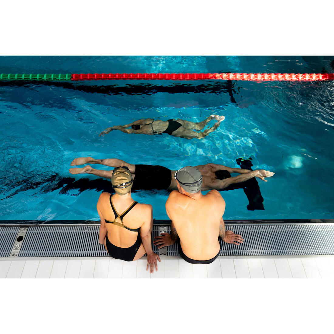 Maillot de bain 1 pièce natation femme, Laia noir or
