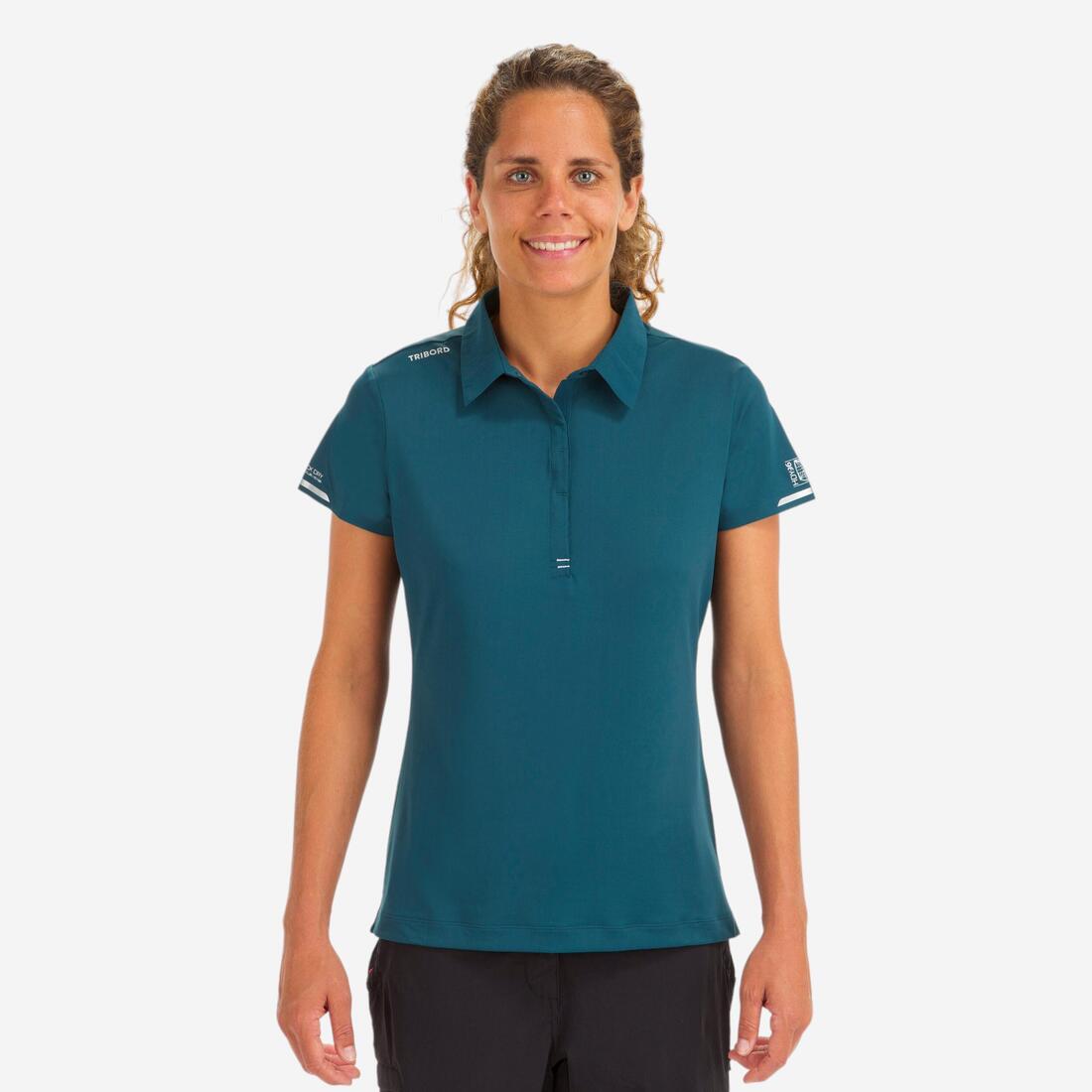 Polo manches courtes de voile femme Race rose pâle