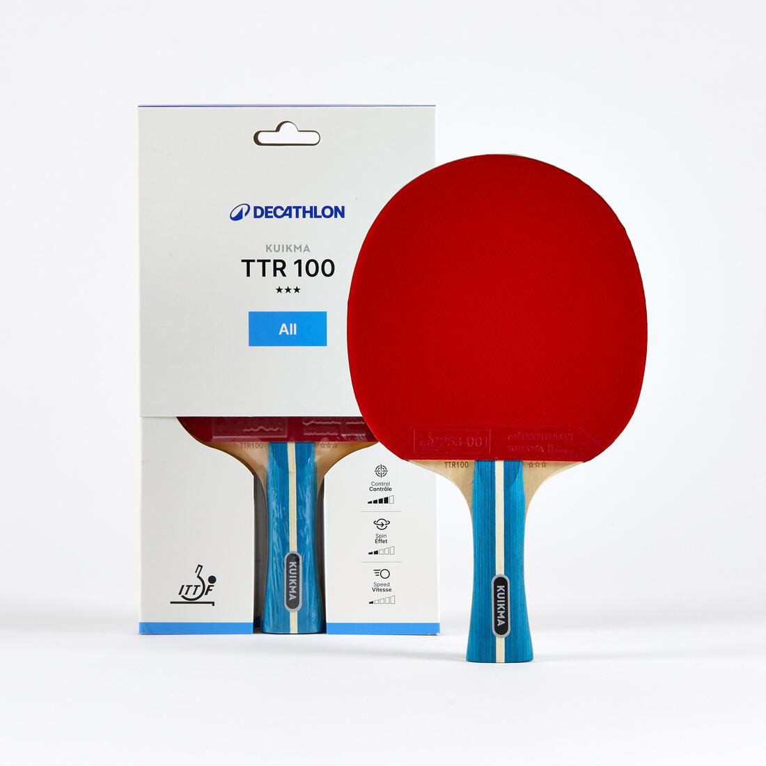 RAQUETTE DE TENNIS DE TABLE TTR 100 ENFANT POLYVALENTE 3* ITTF ÉCOLE