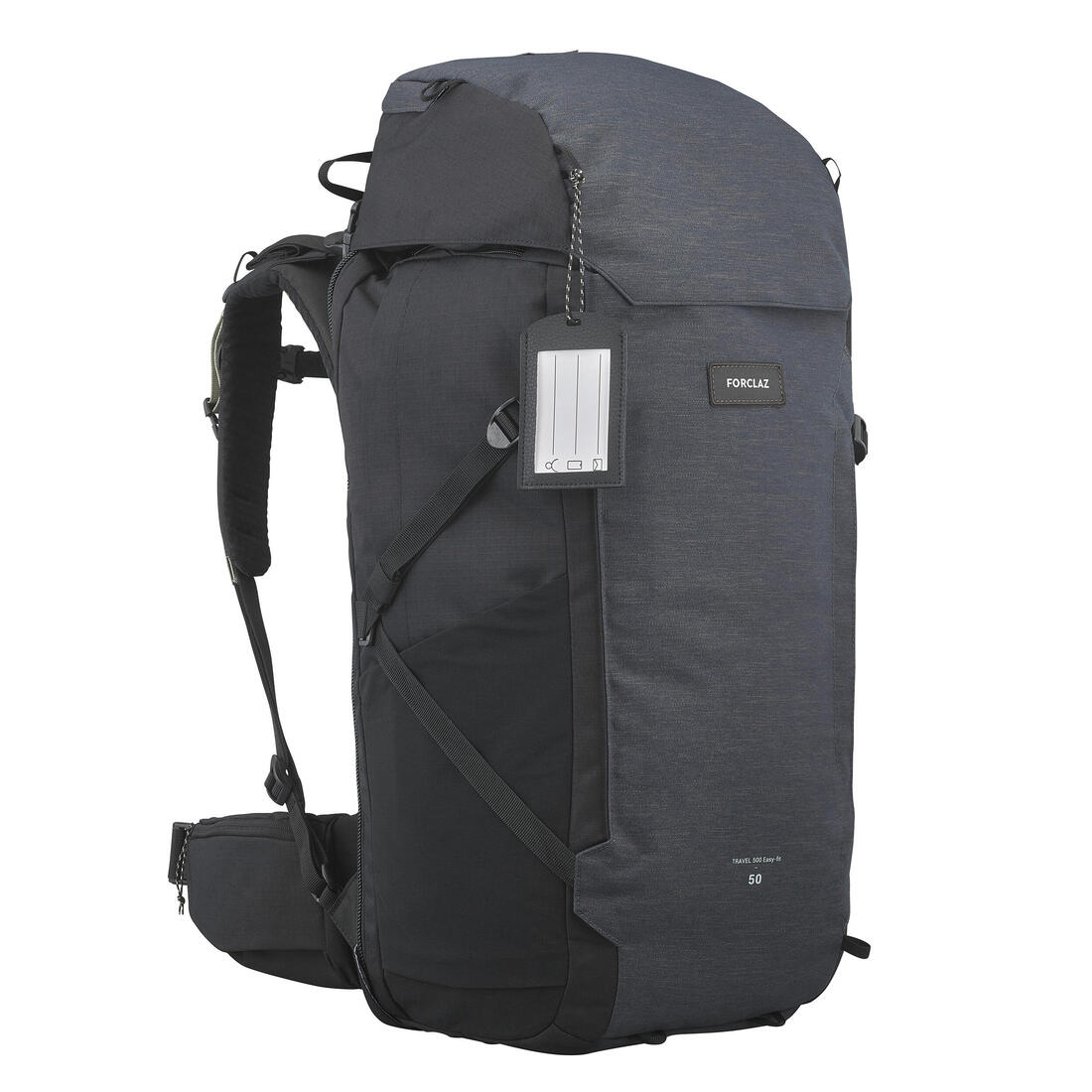 Sac à dos de voyage ouverture valise 50+6L homme, Travel 900 gris