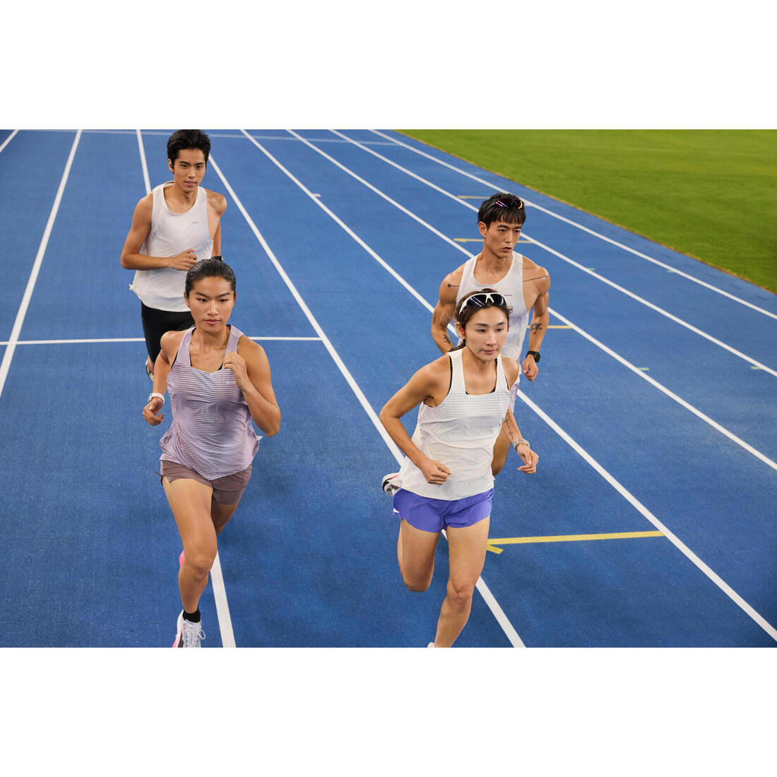 Débardeur de Running léger Femme - KIPRUN Run 900 Light violet mauve imprimé