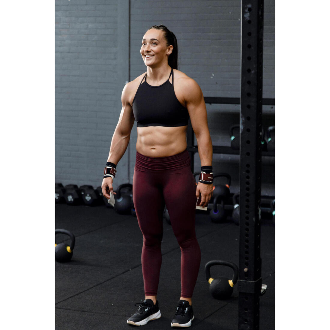 Brassière dos ouvert maintien léger Femme, Noir
