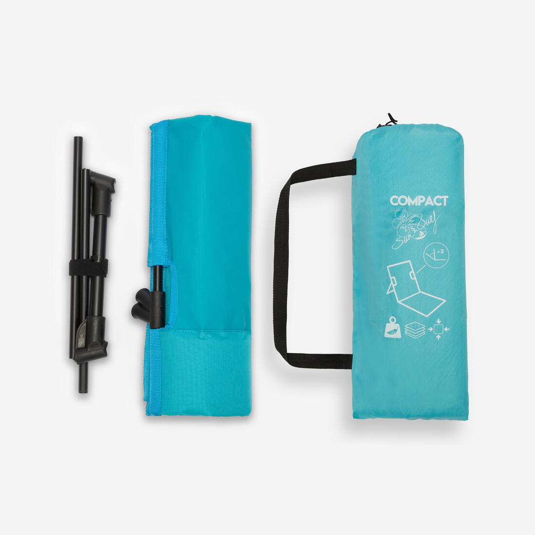 Dossier de plage pliable compact ultra léger - bleu turquoise