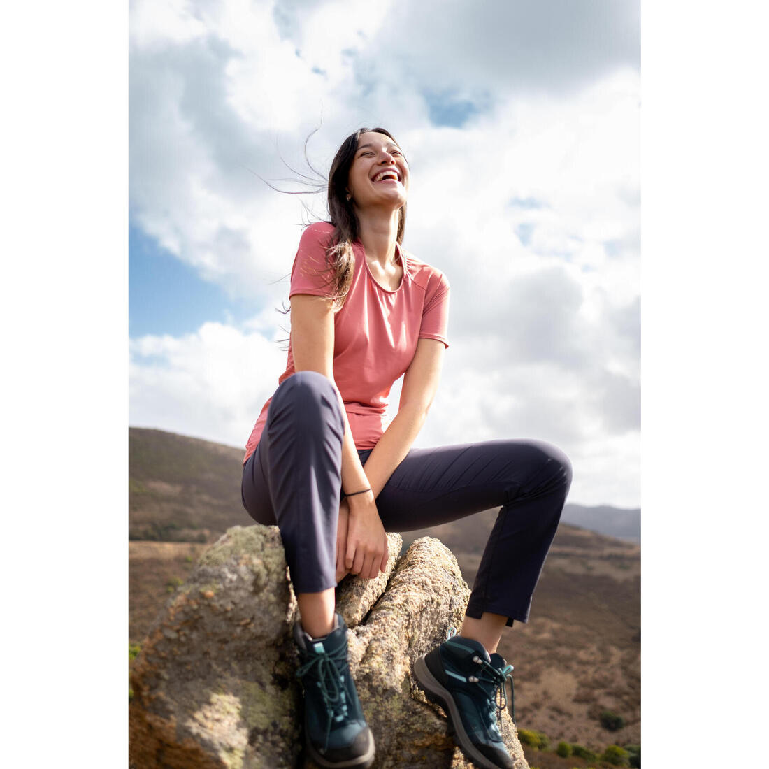 T-shirt manches courtes de randonnée montagne - MH100 - Femme