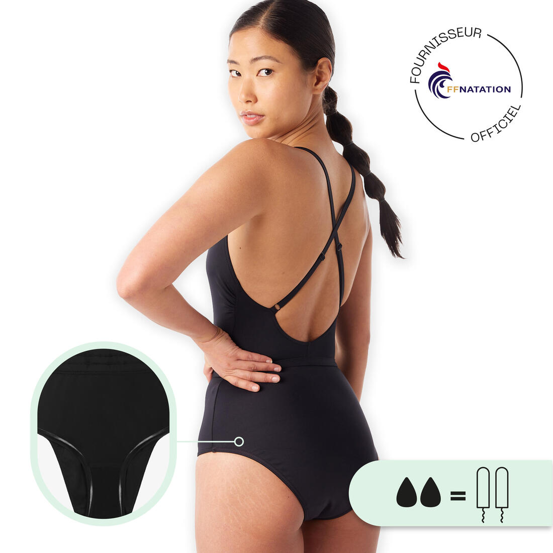 Maillot de bain menstruel étanche 1 pièce Adulte - Flux moyen - SMOON Téthys