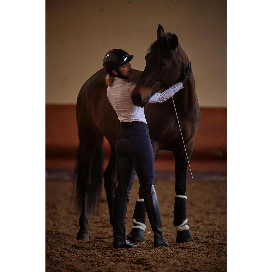 Guêtres dressage équitation fermées mouton synthétique Cheval - 500 noires x2