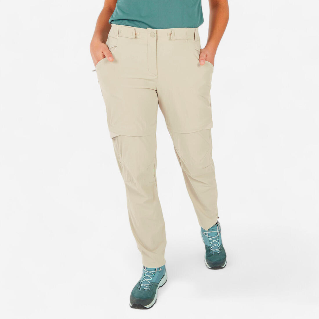 Pantalon modulable de randonnée montagne - MH550- Femme – beige lin