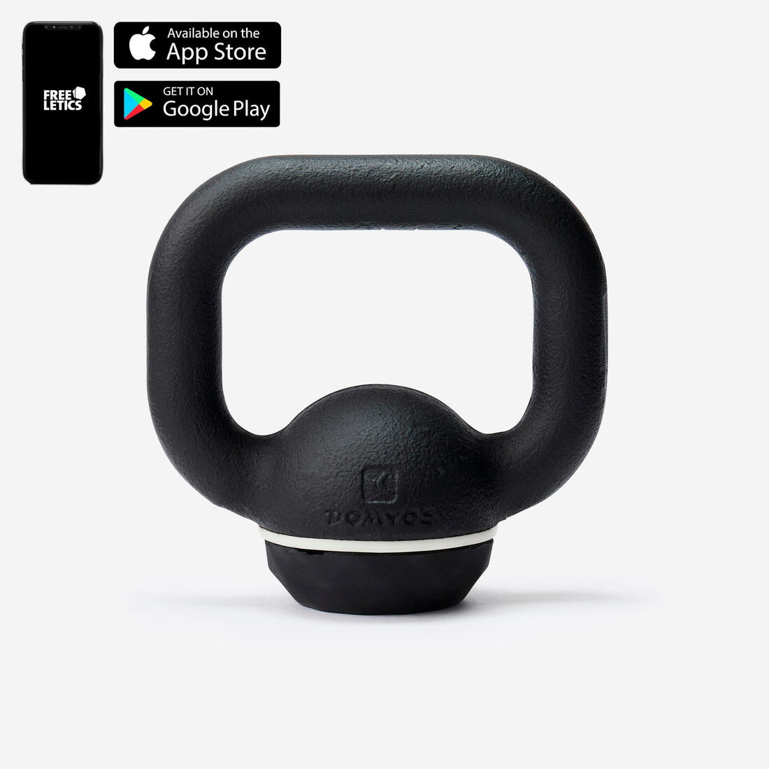 Kettlebell en fonte et base caoutchouc 4 kg, fonte en partie recyclée