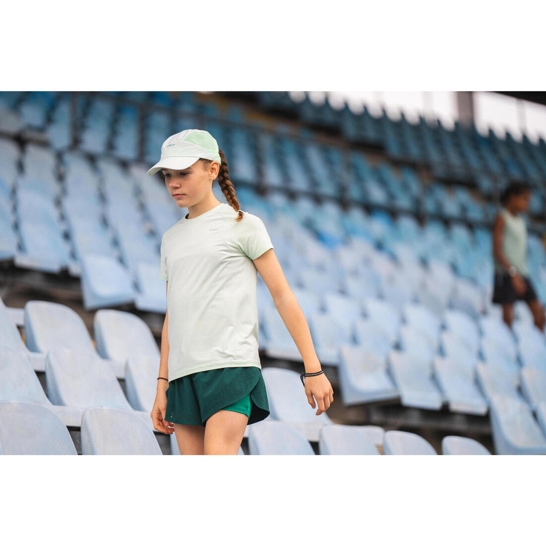 Casquette de running Enfant respirante - KIPRUN Run Dry Marine Verte