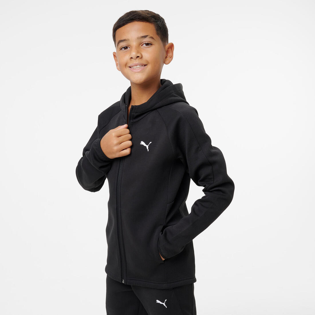 Veste zippée à capuche enfant, noir – 9006014