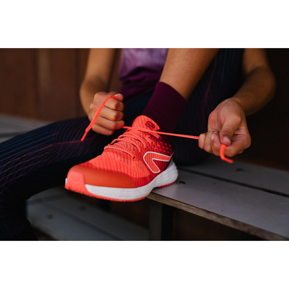 Chaussures de running Enfant -  Kiprun fast noires jaunes