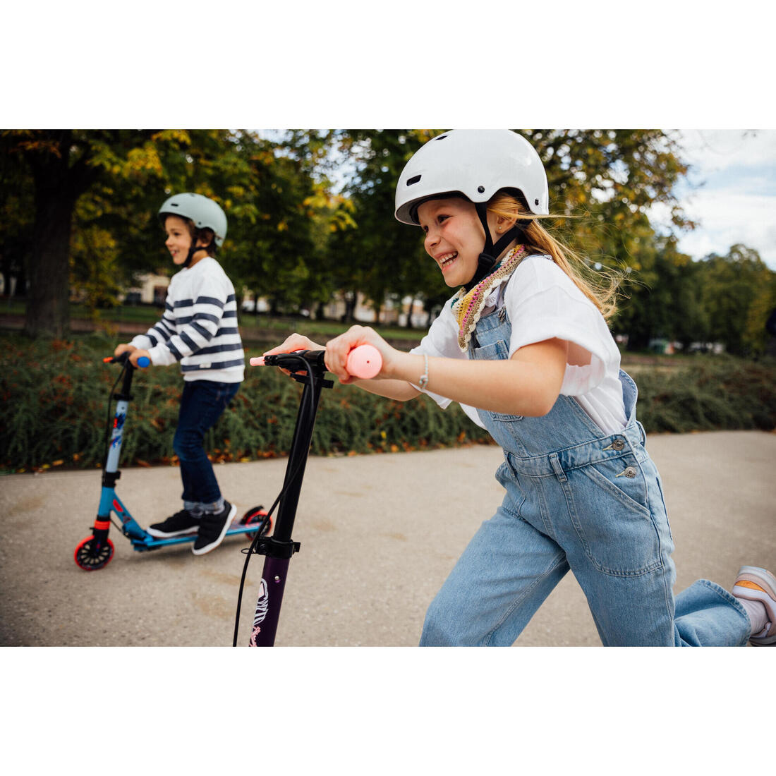 Trottinette enfant mid5 avec frein au guidon et suspension noire/verte