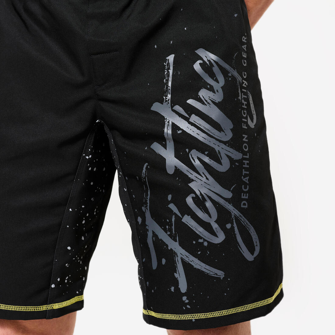 Short de MMA résistant homme, noir et jaune