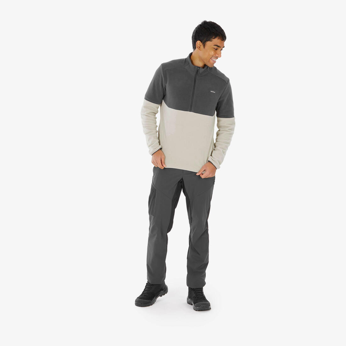 Polaire de randonnée montagne homme, MH500 demi zip