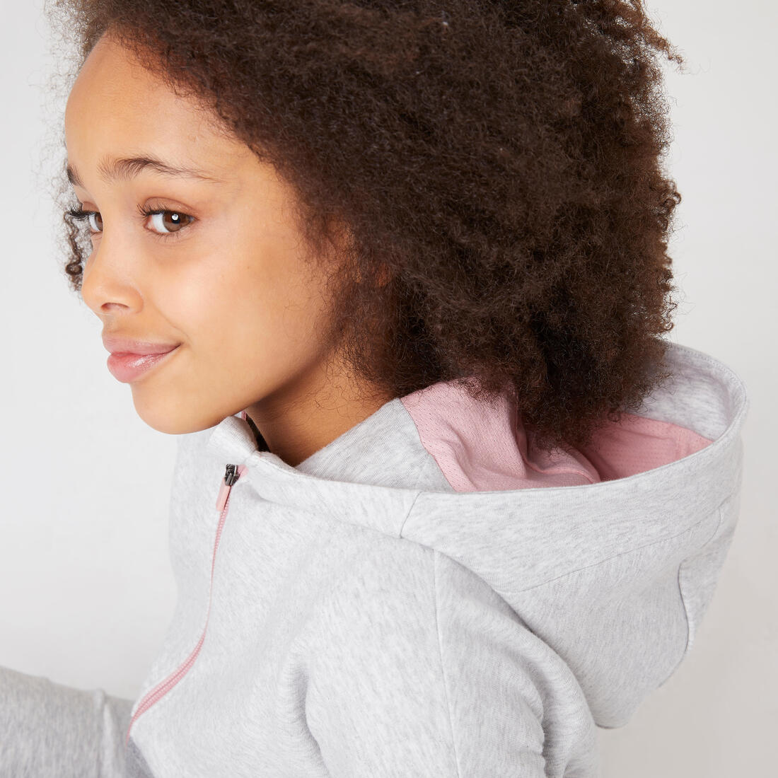 Sweat zippé à capuche enfant coton respirant - 900 vert et gris chiné clair