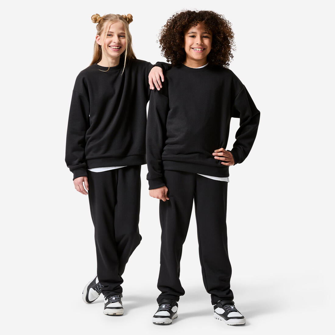 Pantalon de jogging chaud en molleton enfant, noir