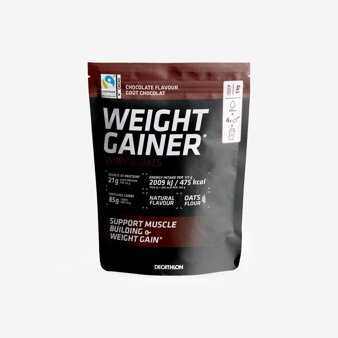Weight gainer avoine et whey goût chocolat, 1 kg