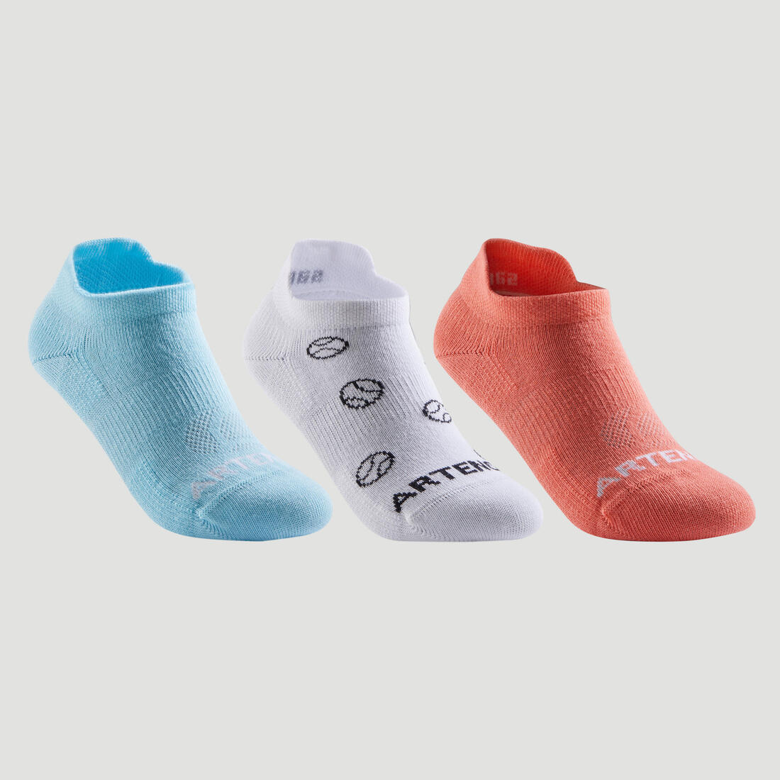 CHAUSSETTES TENNIS ENFANT BASSES ARTENGO RS 160 GRIS LOT DE 3