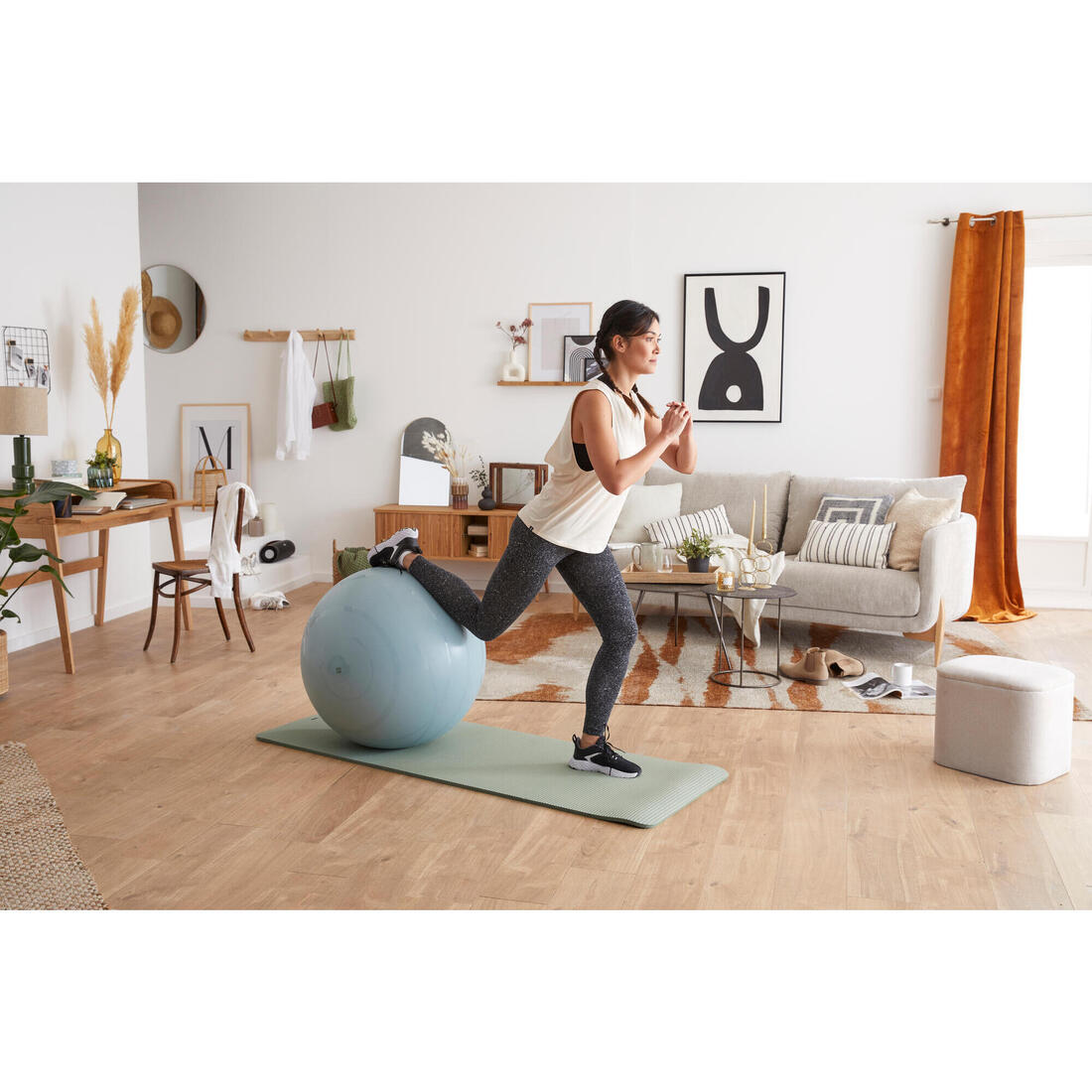 Gym ball taille 2 avec pompe gonflage et dégonflage 65 cm, bleu