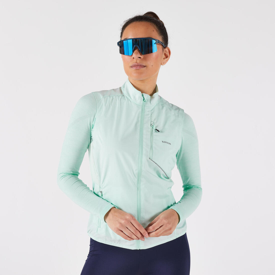 Veste running sans manche coupe vent Femme, KIPRUN Run wind 500