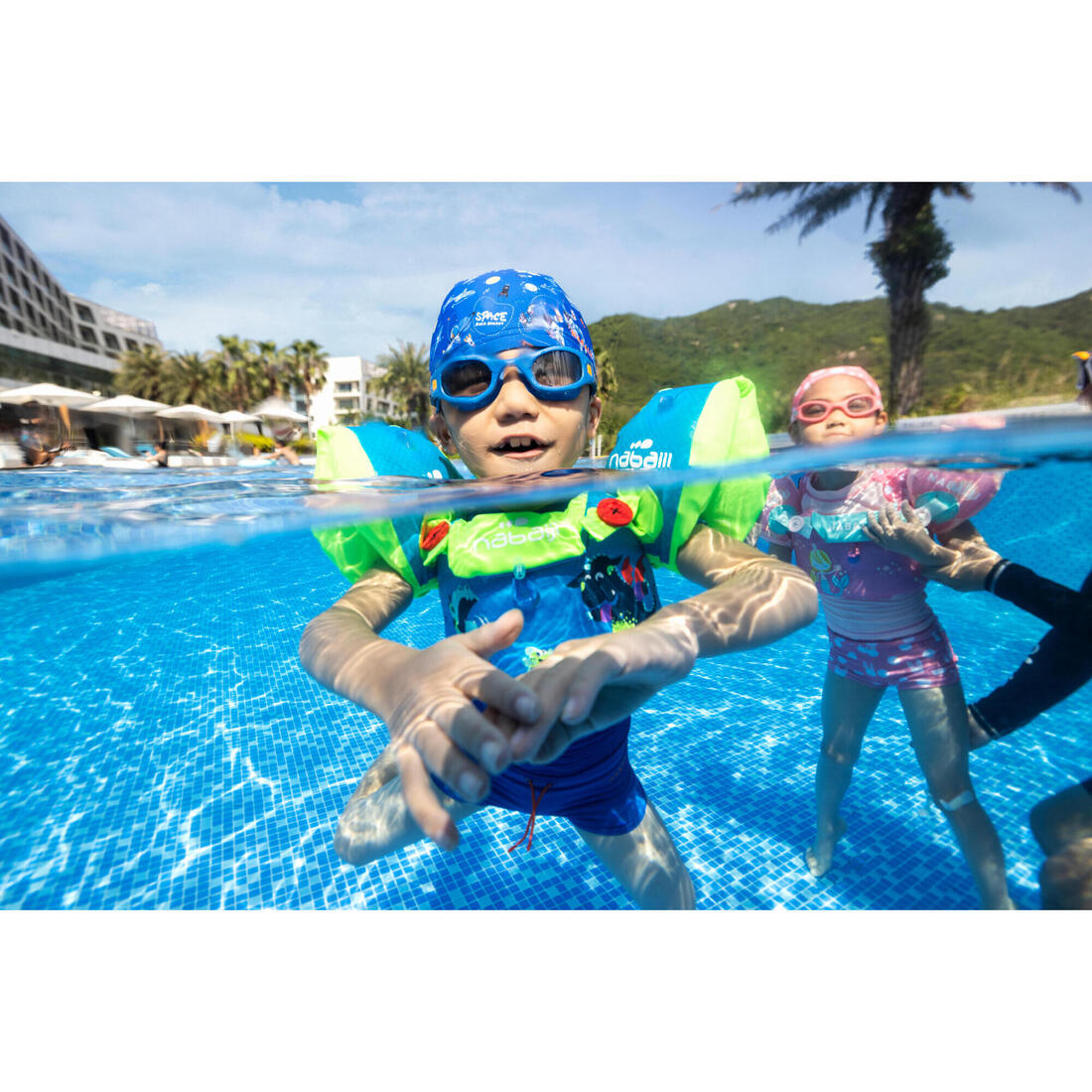 Brassards-ceinture piscine évolutif TISWIM enfant bleu "DRAGON"