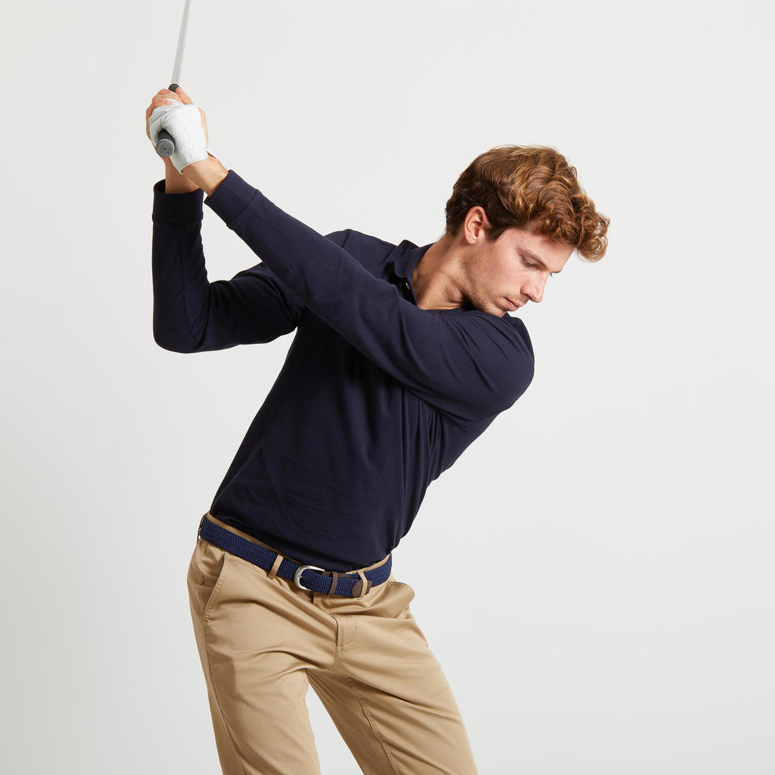 Polo golf manches longues Homme -  MW500 bleu marine