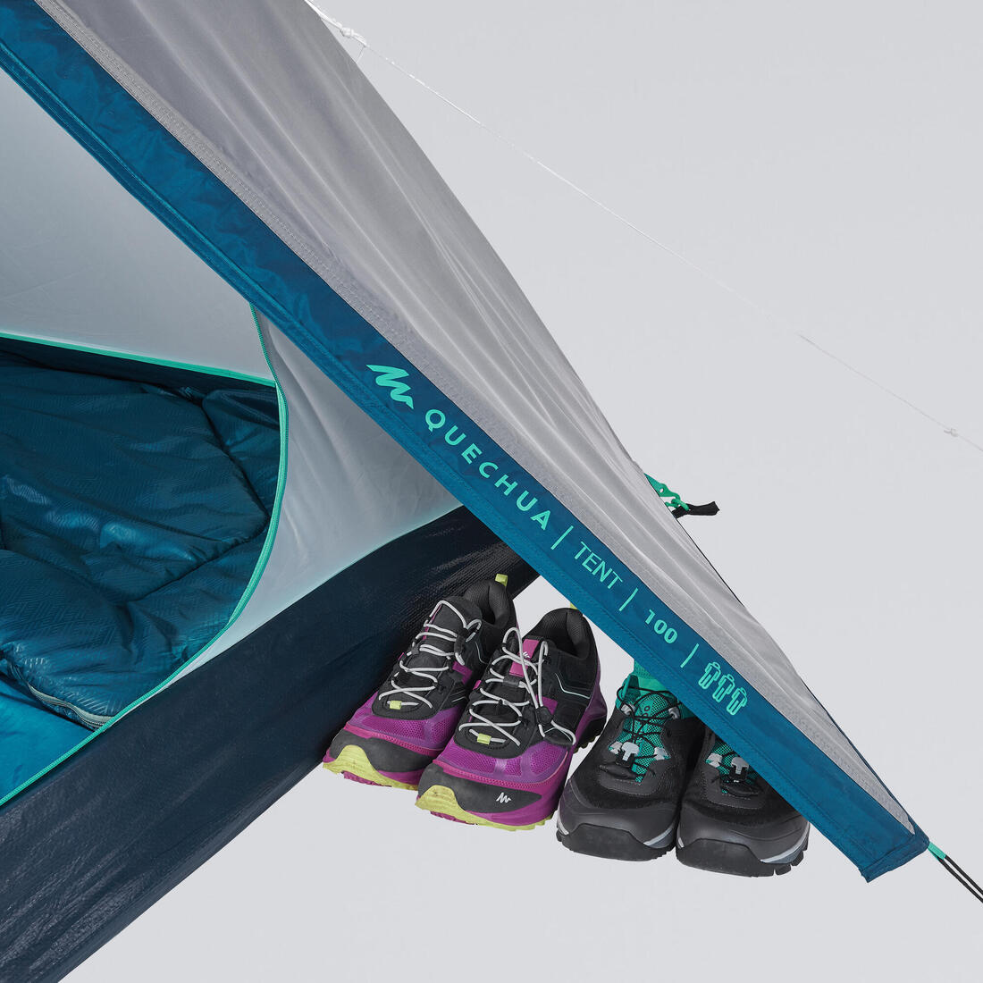 Tente de camping 3 places, MH100 gris