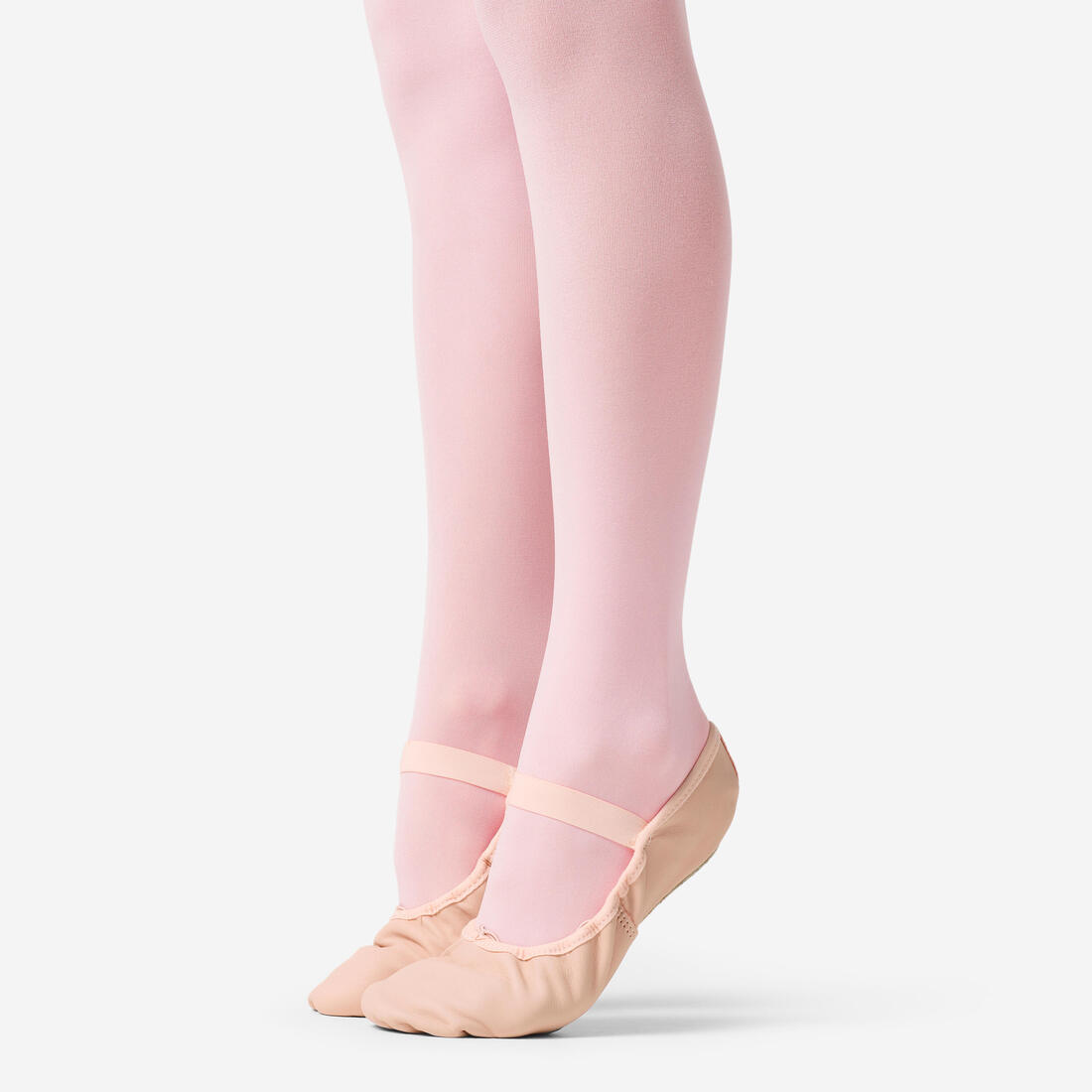 Demi-pointes en cuir de danse classique semelle entière enfant, rose